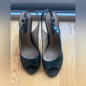 Dark Blue Anne Taylor Peep Toe Pumps